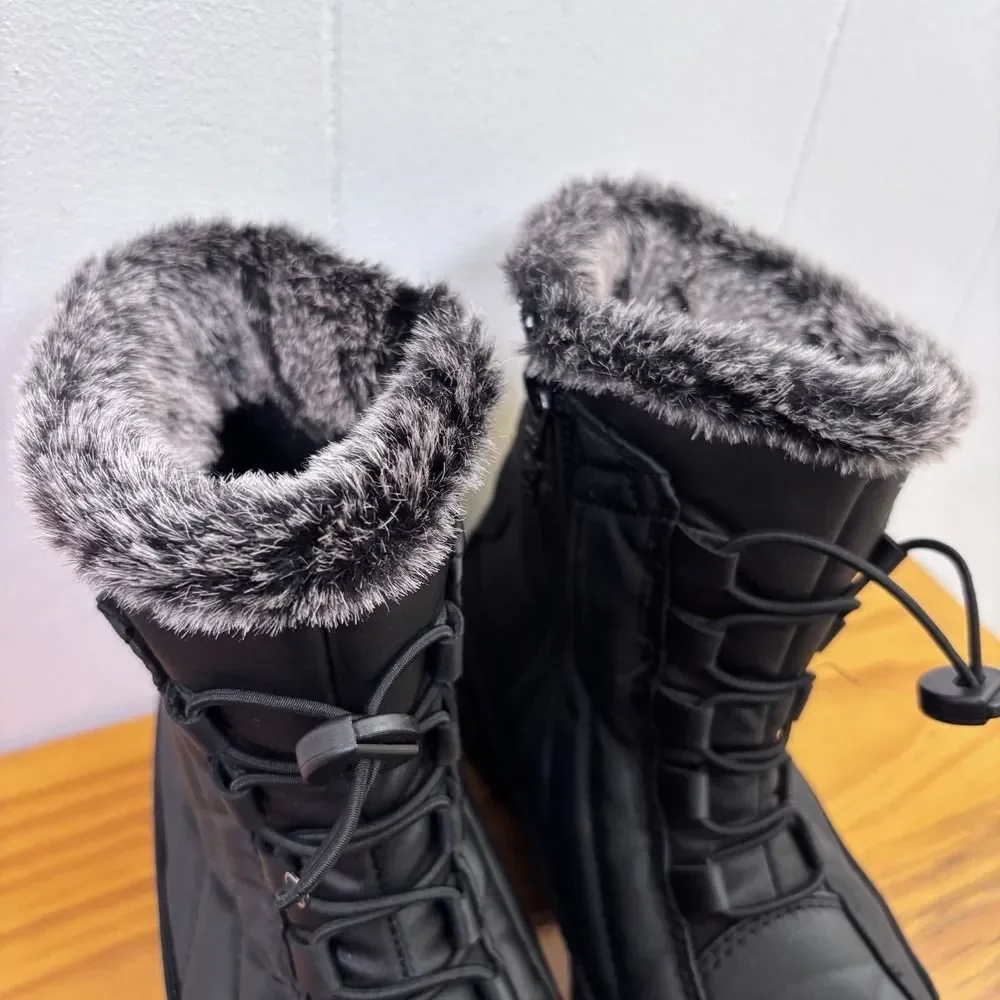 Totes‎ Eve Fur Lined Women's 6M Snow Boots Waterproof All Weather Winter Black